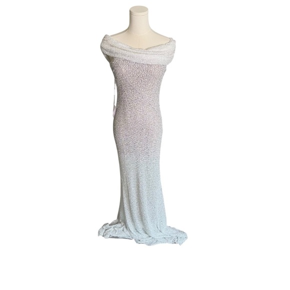 Self-Portait - Elegant Off-Shoulder Beaded White Evening Gown Sz 6 - Picture 4 of 10